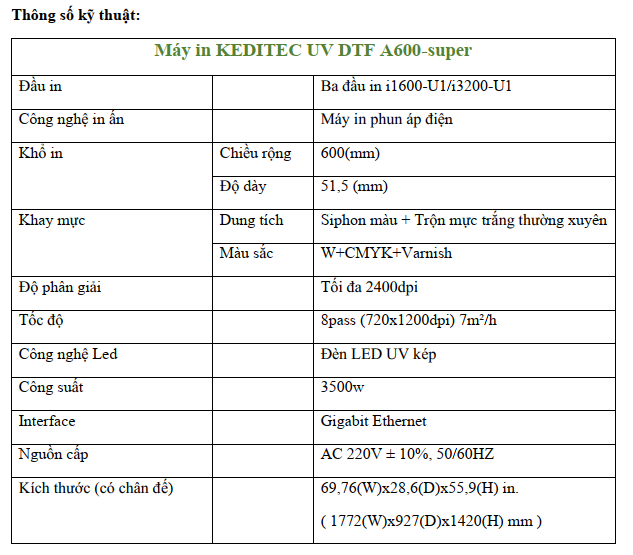 Máy In Uv Dtf Keditec